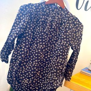 LIKE NEW SILK MADEWELL BLACK WITH FLOWER PRINT SIZE XS